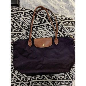 Purple Large Longchamp Nylon Tote